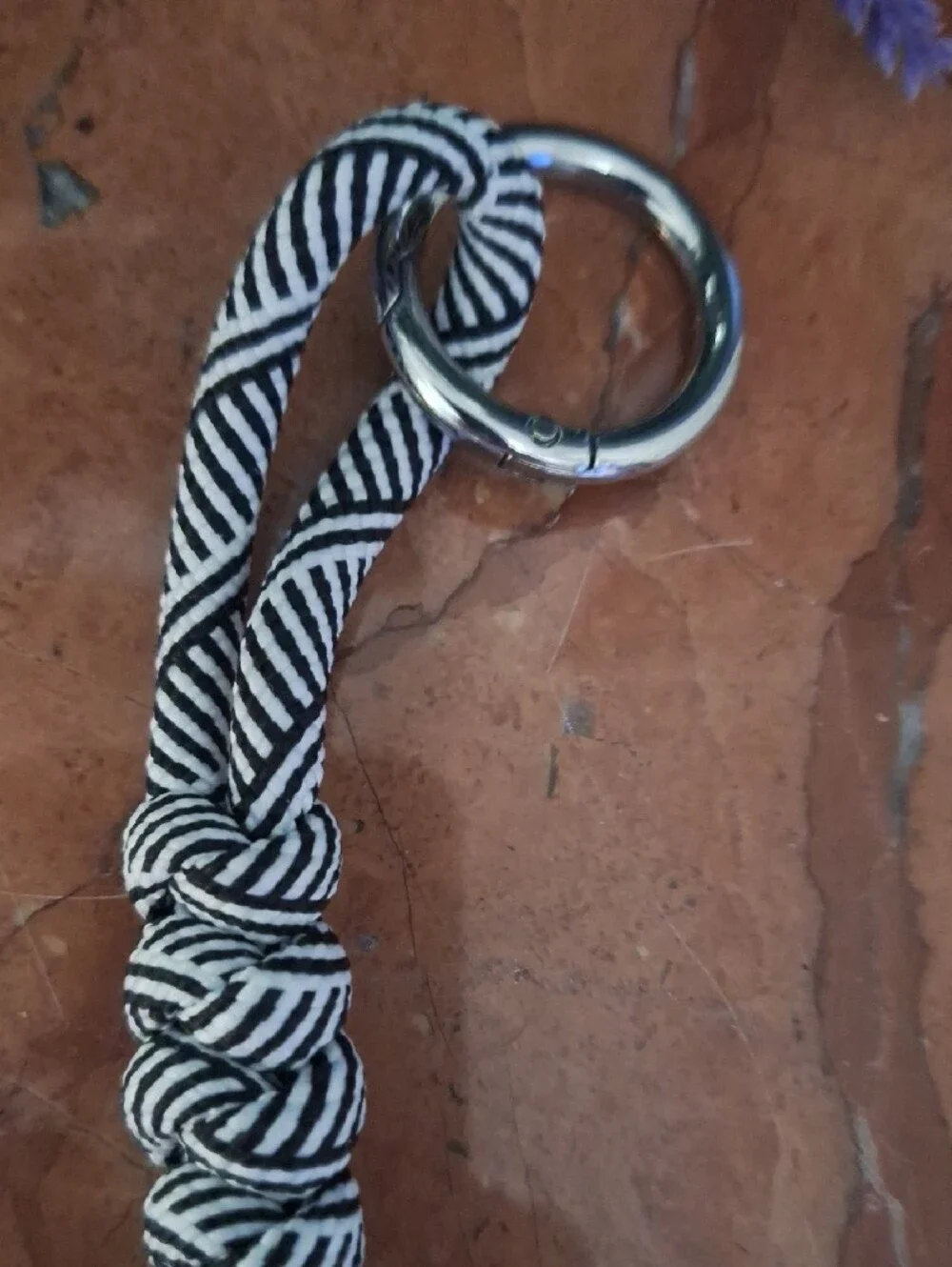 Boho Black & White Braided Tassel Bag Charm Keychain with Feather Charms